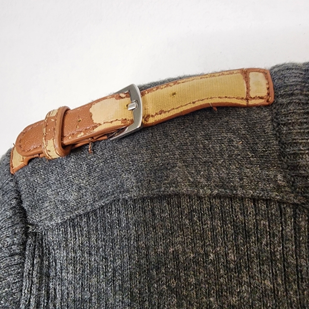 Lauren Ralph Lauren Gray Sweater with Shoulder Strap Accents Check Measurements - Picture 7 of 10